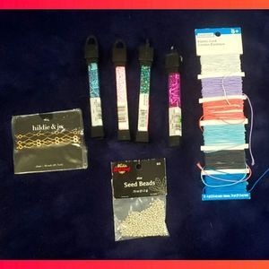 NEW Jewelry making beads, elastic cord, seed beads & an 18 in chain to decorate
